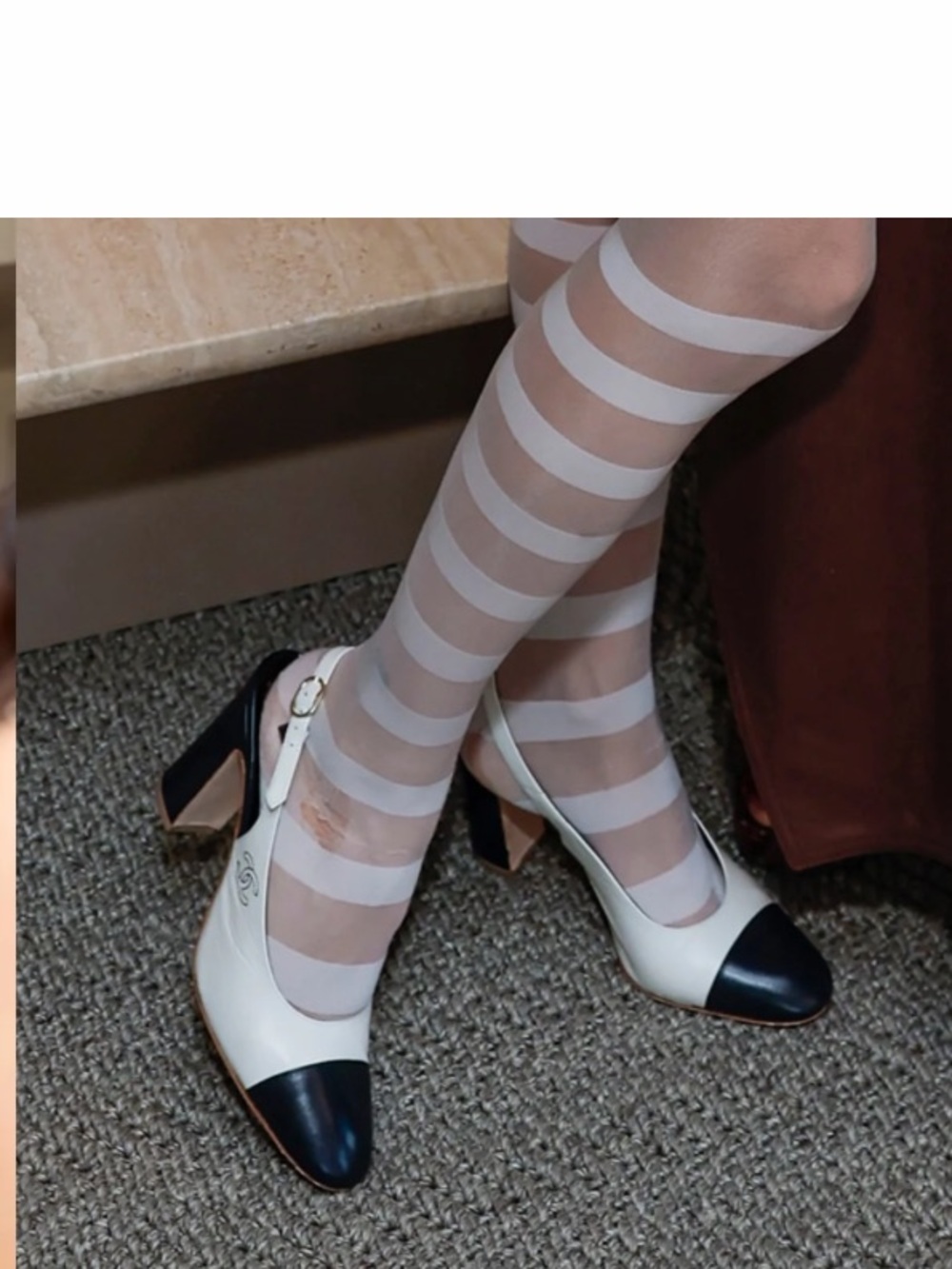Chanel Spring-Summer 2024 Pumps. Shoes.  Slingback.  White and Dark Navy